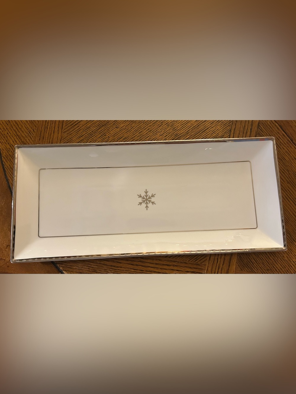 Target Holiday 2009 “First Frost” 18" Rectangular Porcelain Snowflake Tray